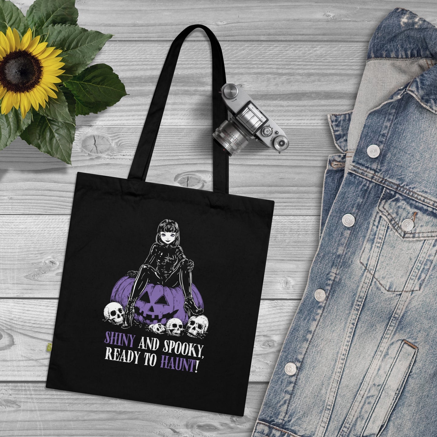 Shiny and Spooky canvas bag in purple