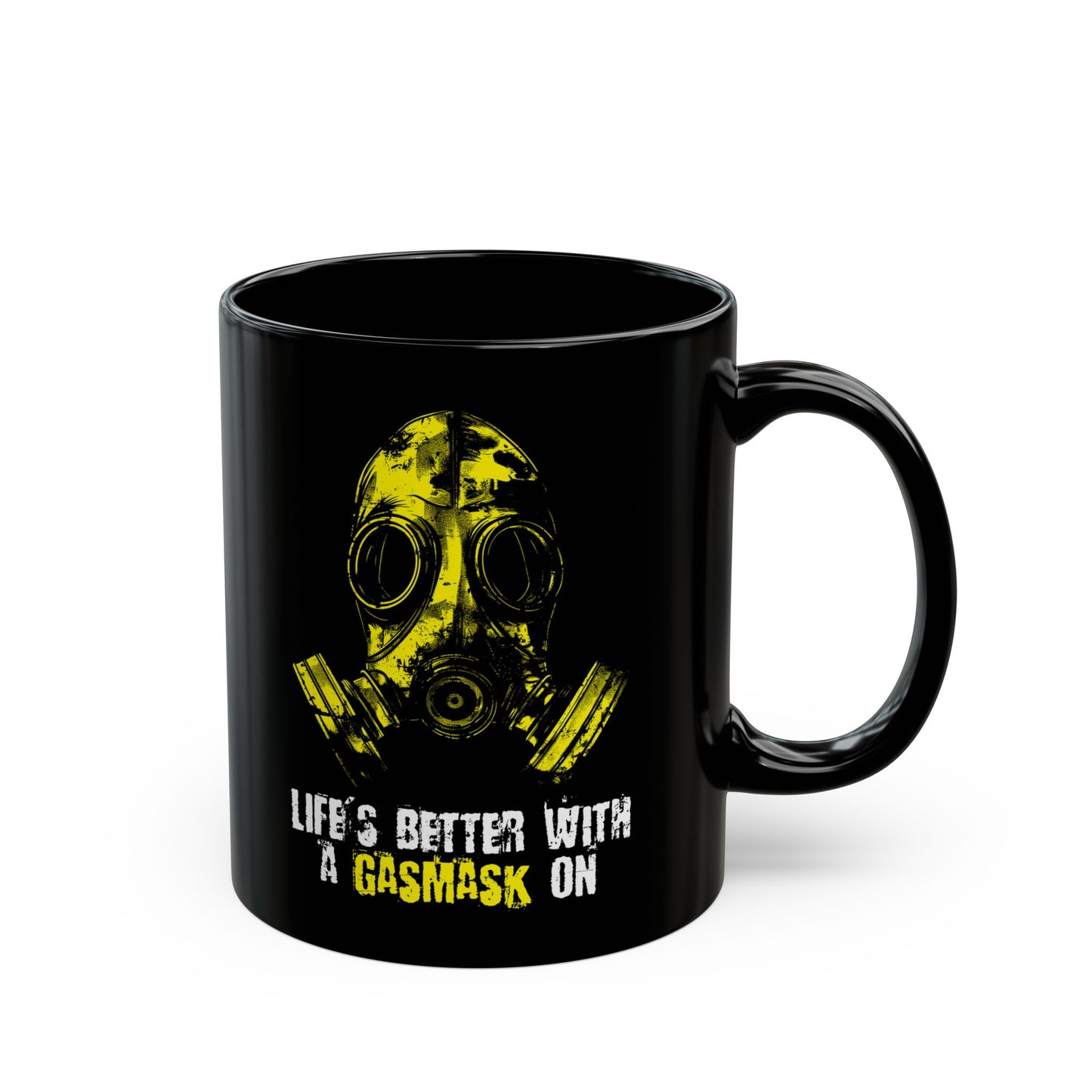 Mug Life is better with a Gasmask on in yellow