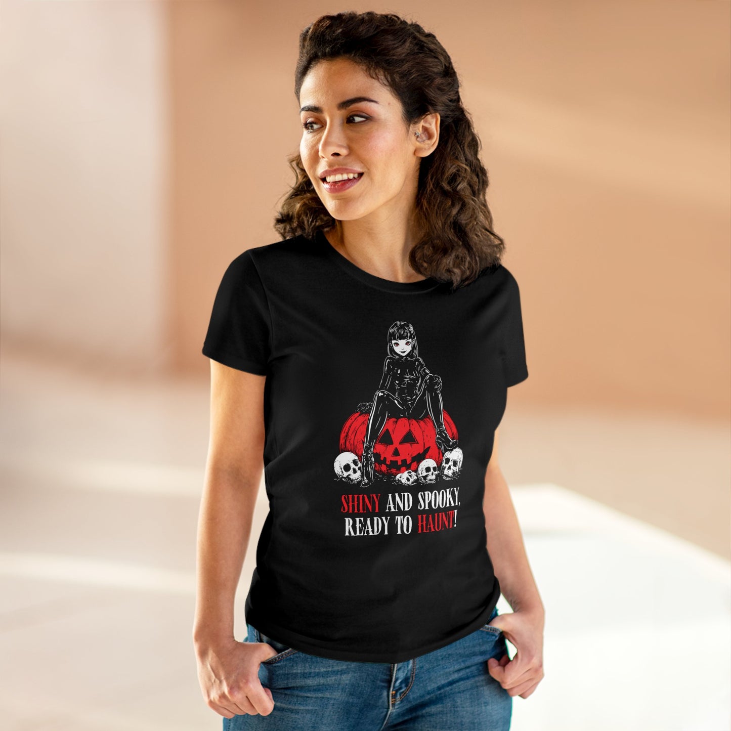 Women's T-shirt Shiny and Spooky in red