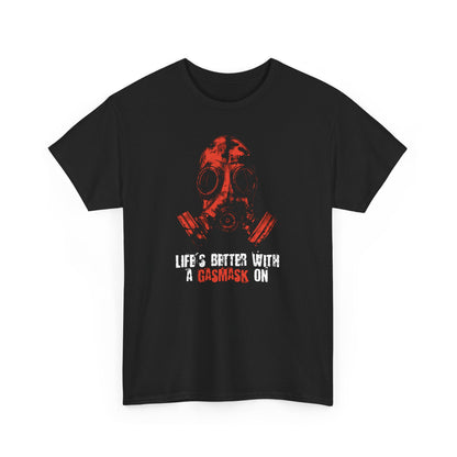 Unisex t-shirt - Life is better with a gasmask on in red