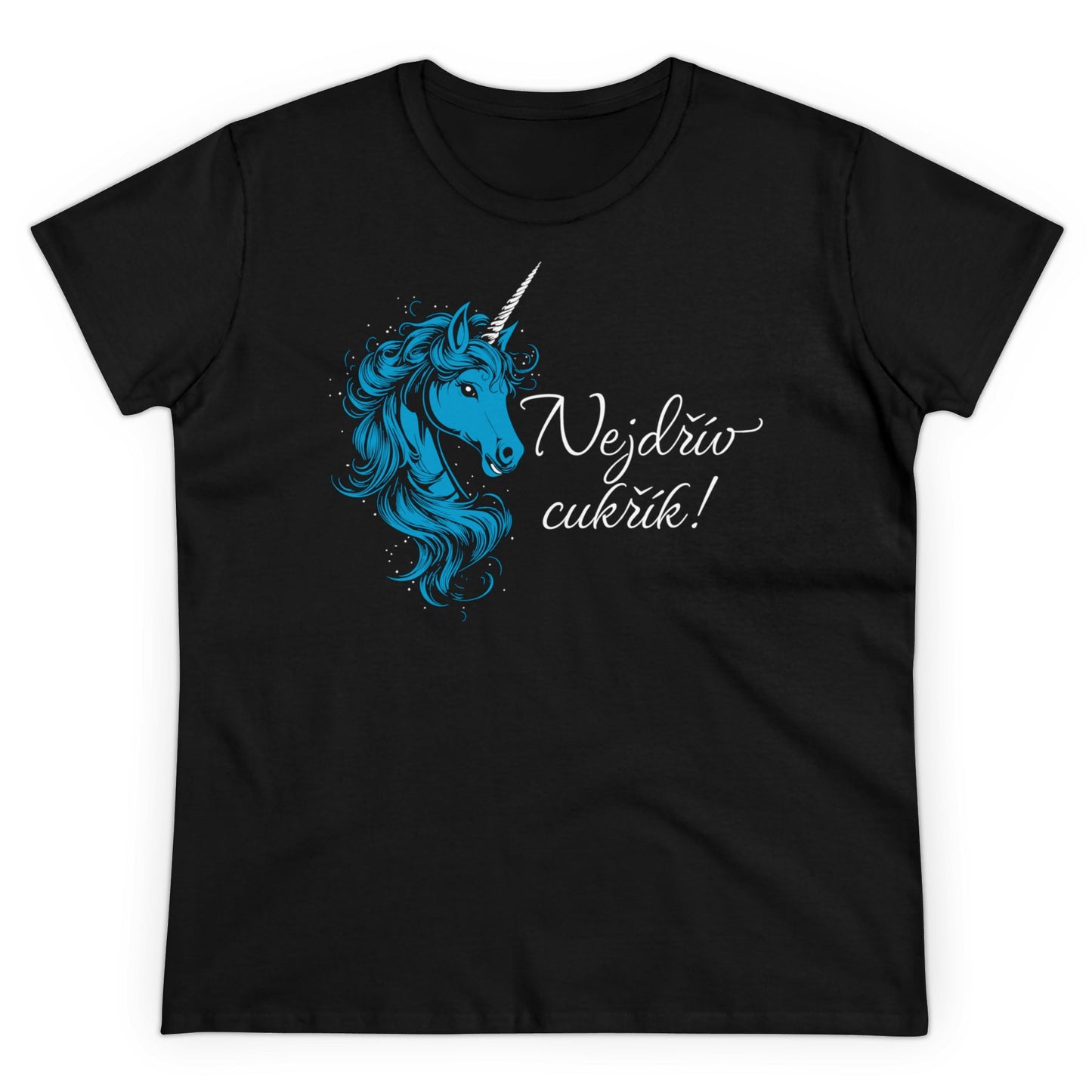 Women's t-shirt with a unicorn - First sugar in blue