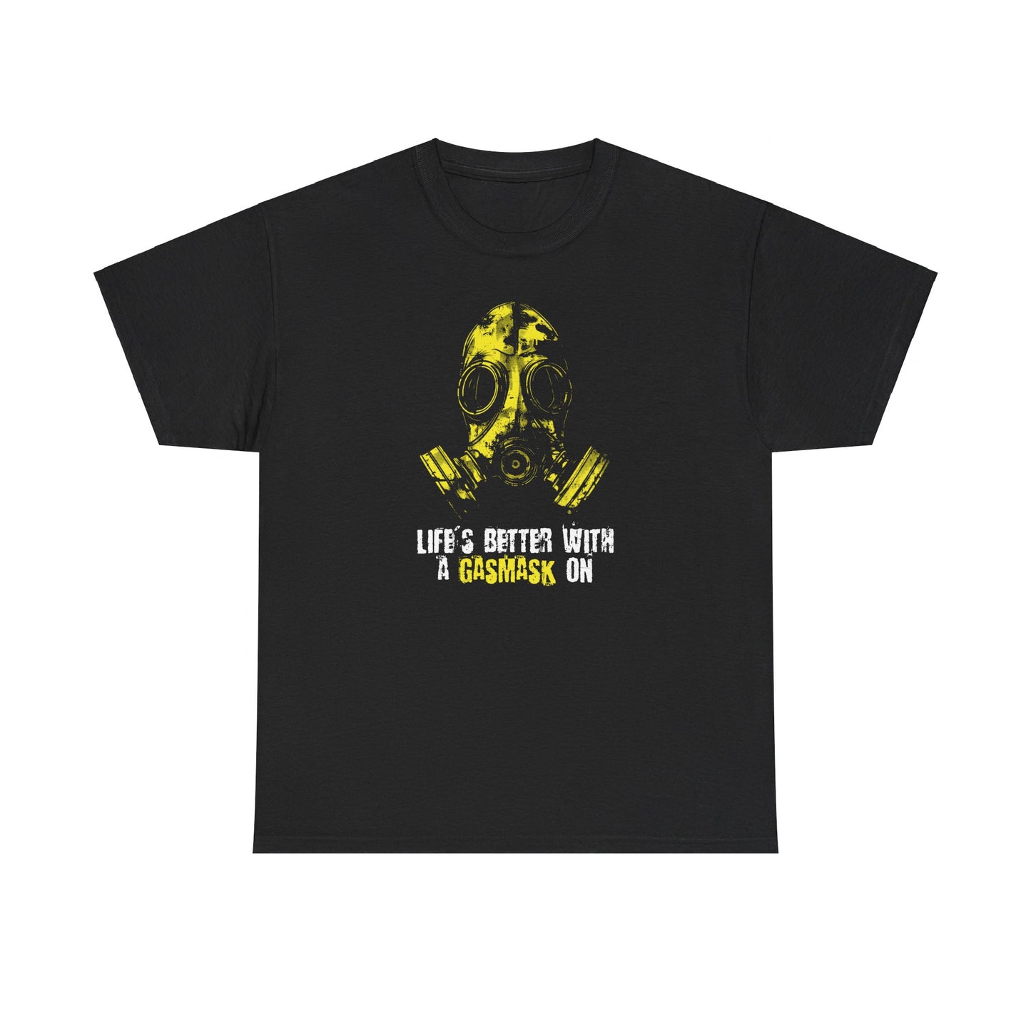 Unisex t-shirt - Life is better with a gasmask on in yellow