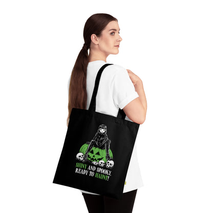 Shiny and Spooky canvas bag in green