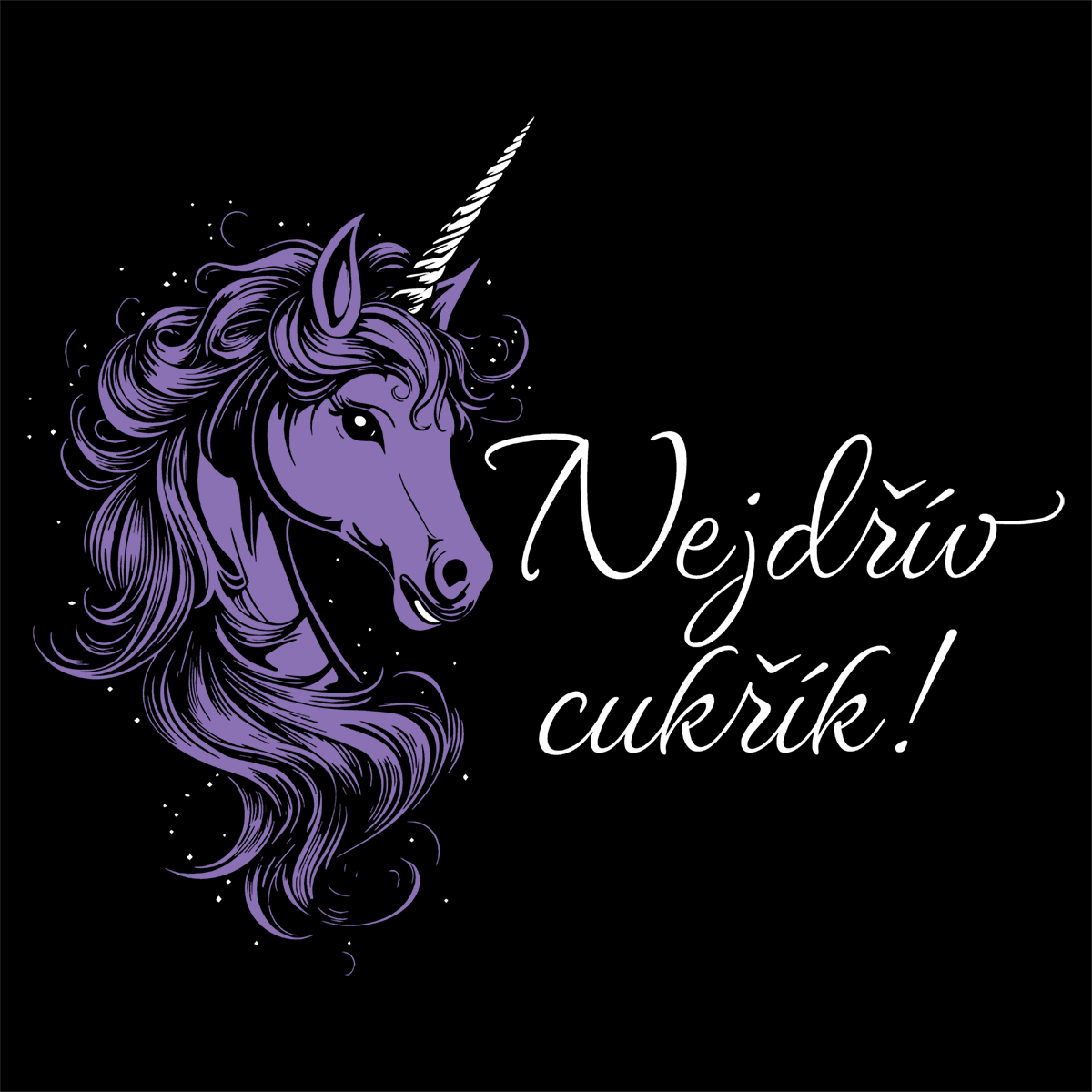 Women's t-shirt with a unicorn - First candy in purple