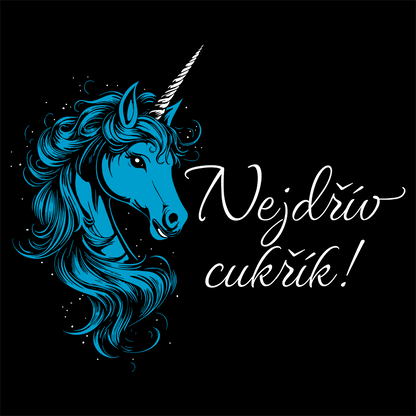 Women's t-shirt with a unicorn - First sugar in blue