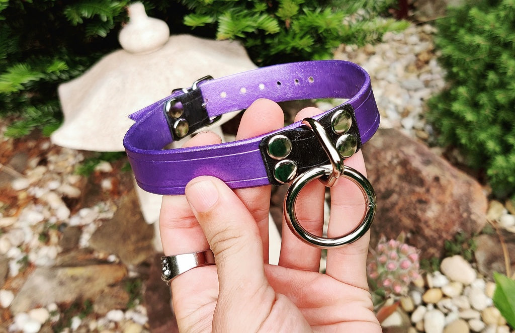 Narrow purple metallic collar