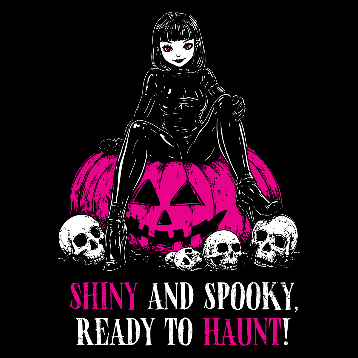 Women's T-shirt Shiny and Spooky in deep pink