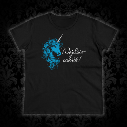 Women's t-shirt with a unicorn - First sugar in blue