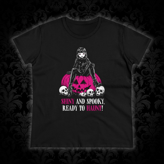 Women's T-shirt Shiny and Spooky in deep pink