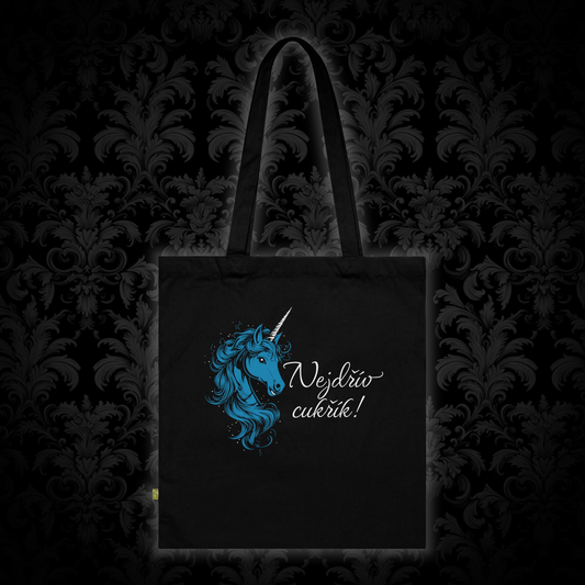 Canvas bag with unicorn - First candy in blue