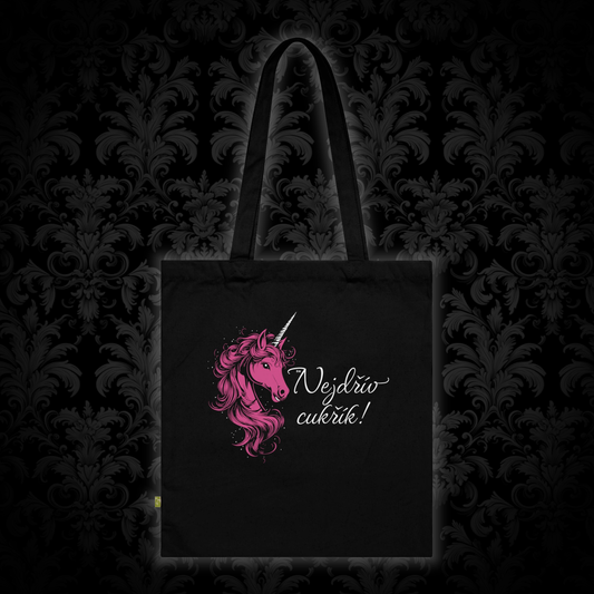 Canvas bag with a unicorn - First candy in pink