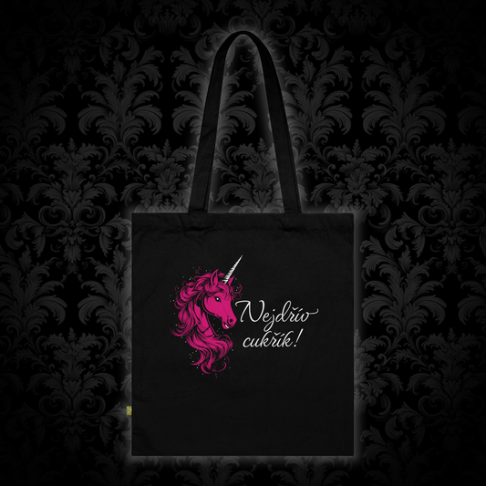 Canvas bag with unicorn - First candy in hot pink