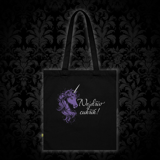 Canvas bag with unicorn - First candy in purple