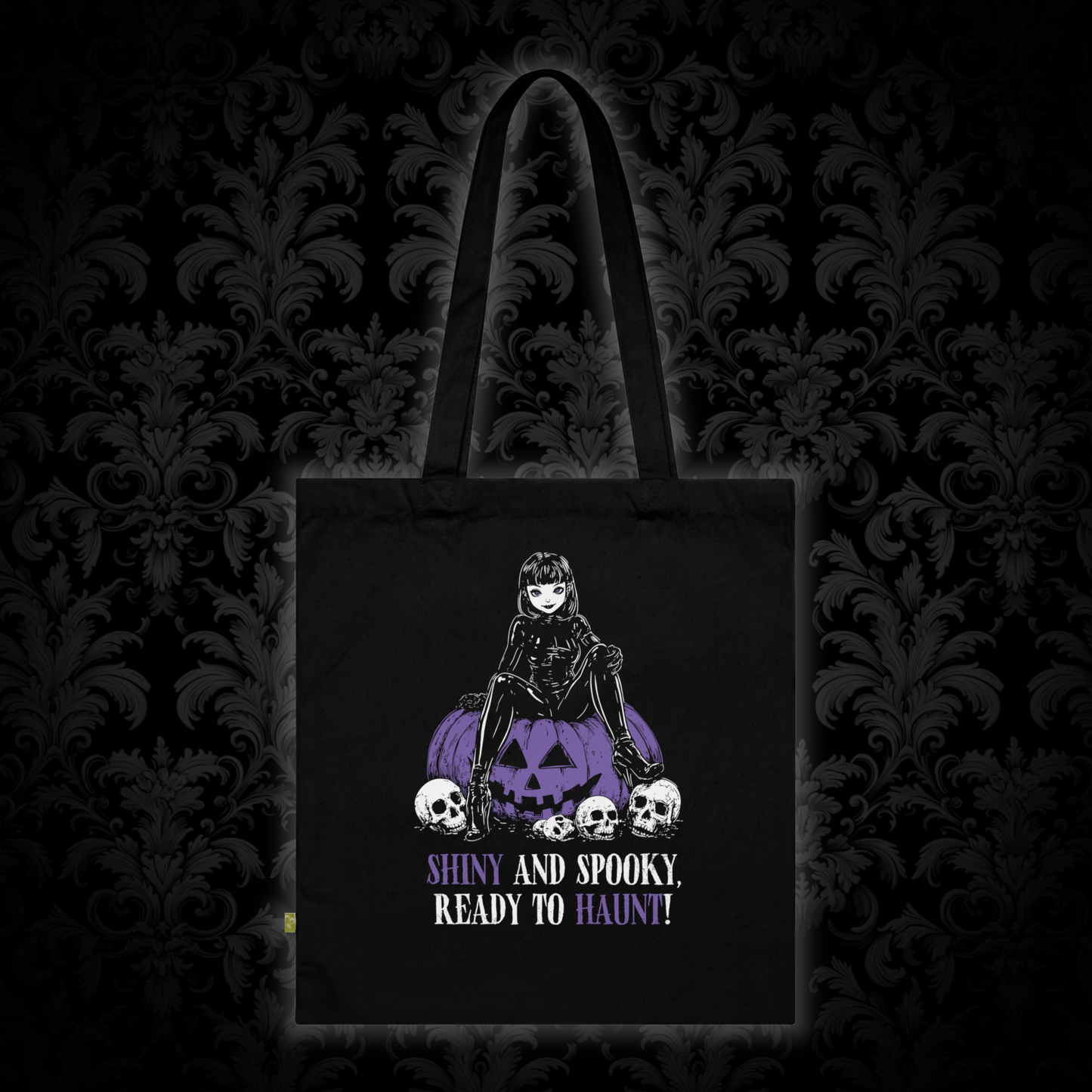 Shiny and Spooky canvas bag in purple