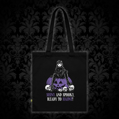 Shiny and Spooky canvas bag in purple