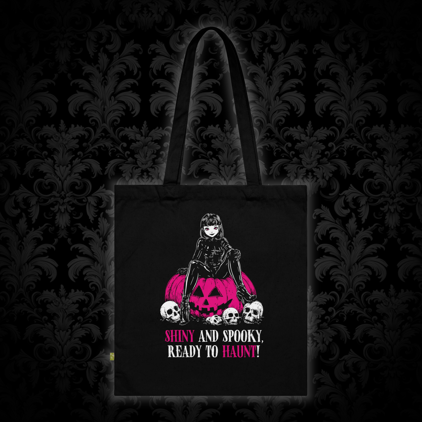 Shiny and Spooky canvas bag in deep pink