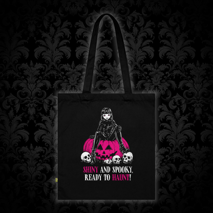 Shiny and Spooky canvas bag in deep pink