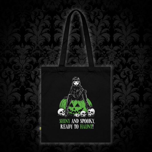 Shiny and Spooky canvas bag in green