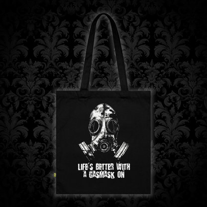 Canvas bag Life is better with a gasmask on in white